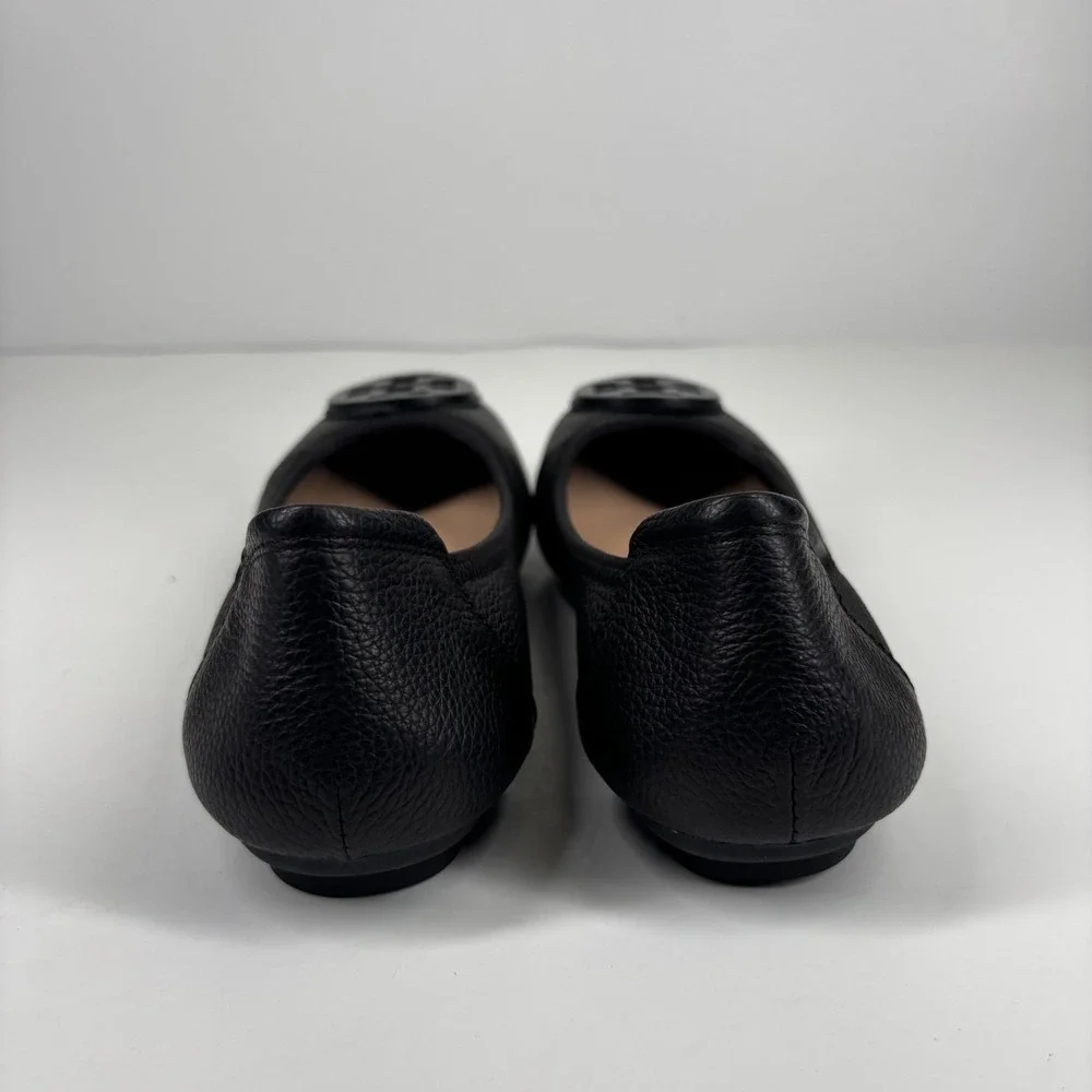 Tory Burch Minnie Women's US 6/36 Perfect Black Leather‎ Travel Ballet Flats